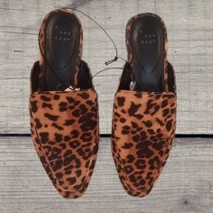 NWT Leopard Mules